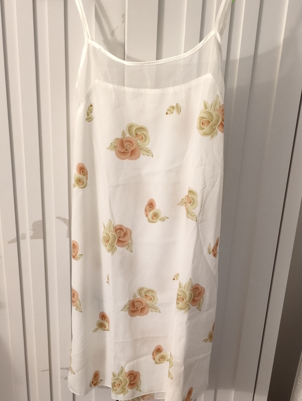 White Floral Slip Skirt with Peach Rose Embroidery